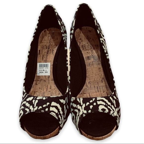 Christian siriano shoes heels 4.5” cork heels cork insole fabric uppers suze 8.5 - Picture 4 of 6